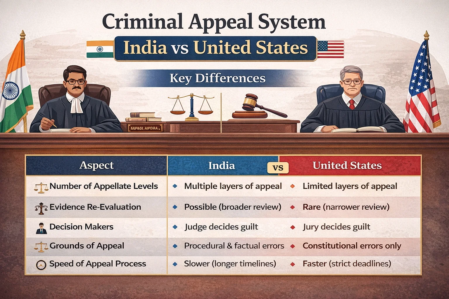 Criminal Appeal System: India vs United States | Step-by-Step Comparison