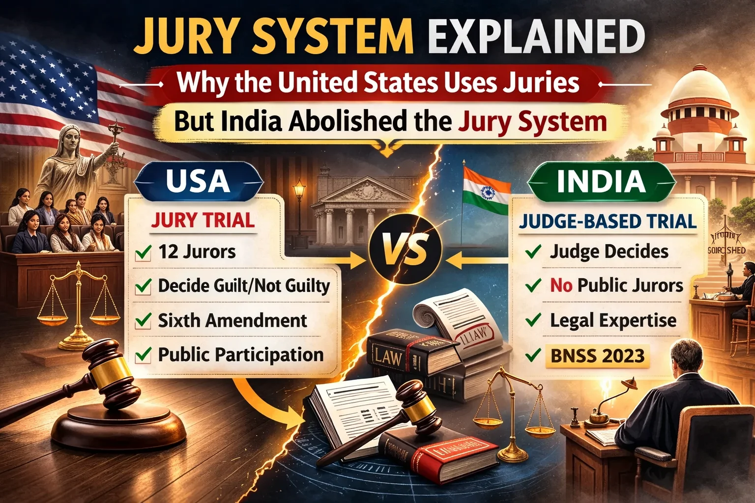 Jury System Explained: Why the US Uses Juries and India Does Not